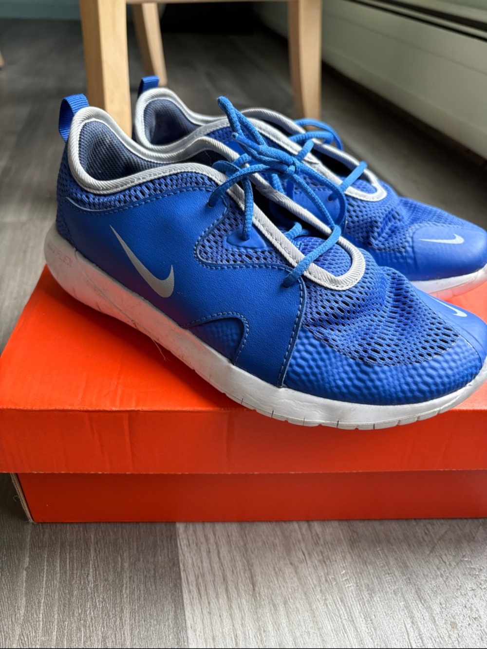 Nike Kids Blue and Silver Lightweight Athletic Sneakers